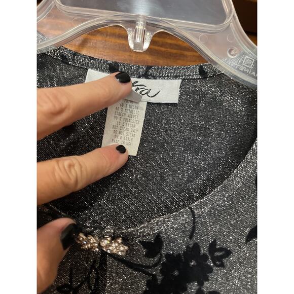 PATRA shimmer, velour floral print bolero crop style  jacket 14 - Picture 4 of 6